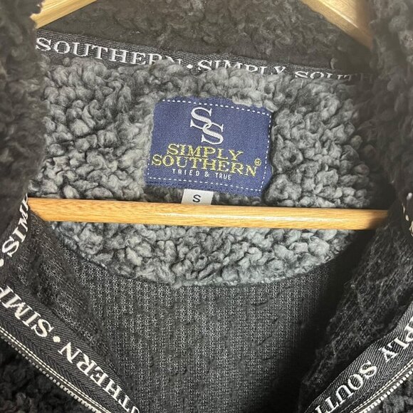 Simply Southern Women's S 1/2 Zip Teddy Sherpa Pullover Black Warm Cozy Soft - Picture 5 of 5